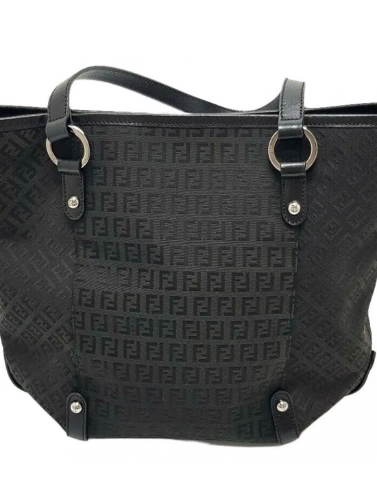 Fendi Handbags - Vintage Fendi Zucchino Black Jacquard Canvas FF Logo Tote